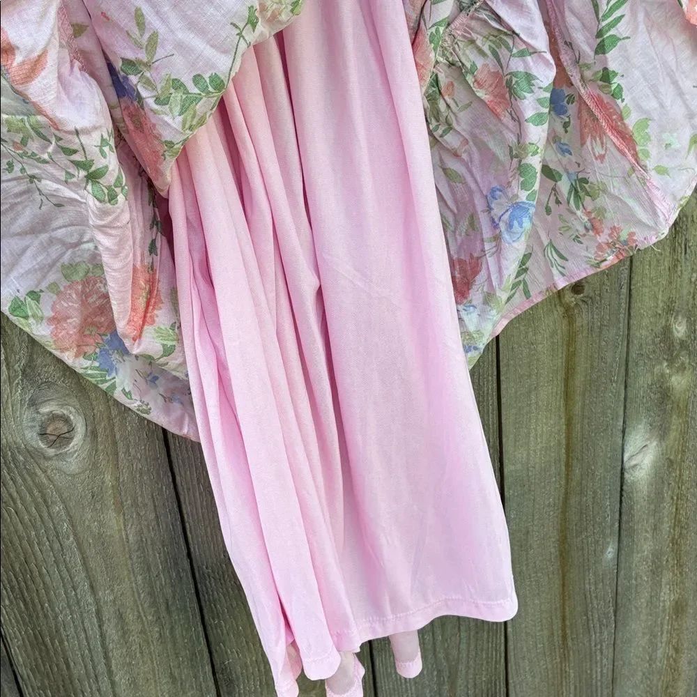 By The River Floral Pink Puff Midi Sleeve Dress - Picture 10 of 15